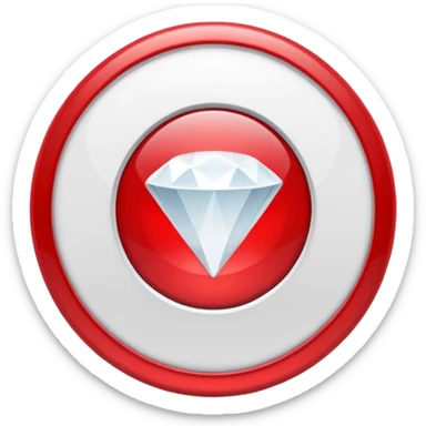 diamond CD emoji in minimalist style, red and white sticker