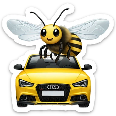 Bee sitting inside white Audi  sticker