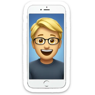 profile jumps out of phone. happy. sticker