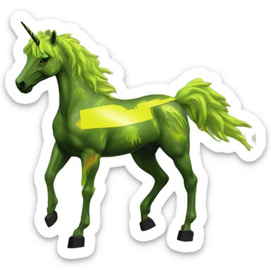 .Zombie_ Vaporwave black holographic oilslick zombie unicorn yellow caution tape graffiti Pegasus  sticker