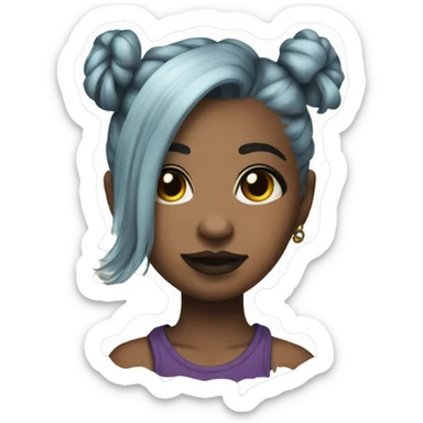 Tattooed girl with space buns and side bang sticker