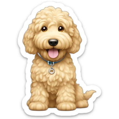 Golden doodle (light cream colored) with more of a waving coat sticker