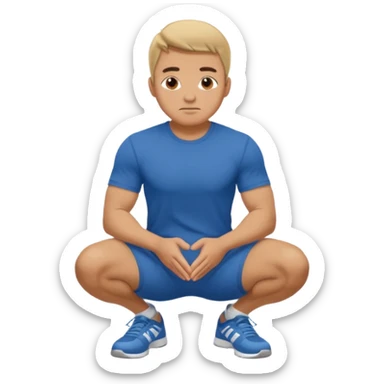A regular man squatting with his hands on his knees sticker