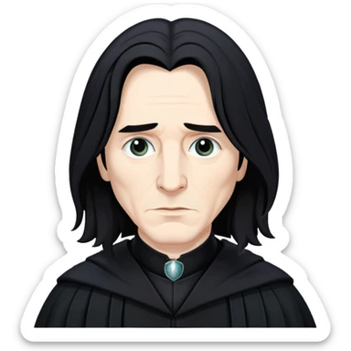 Severus Snape with long black hair and black robes sticker