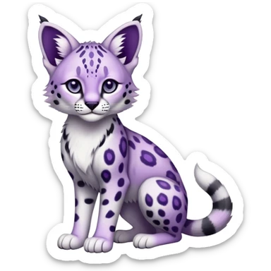 Epic Edgy Cute Black White Purple ethereal Serval-Snow-Leopard-Bobcat-Fionbri full body sticker