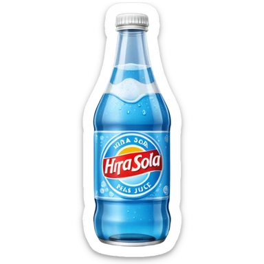 A soda called hraj and soda juice color black and the paper saying hraj is blue a bottle sticker