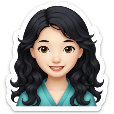 Beautiful girl,Black hair,wavy hair，long hair,Black eyes,Chinese sticker