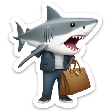 shark with a handbag sticker