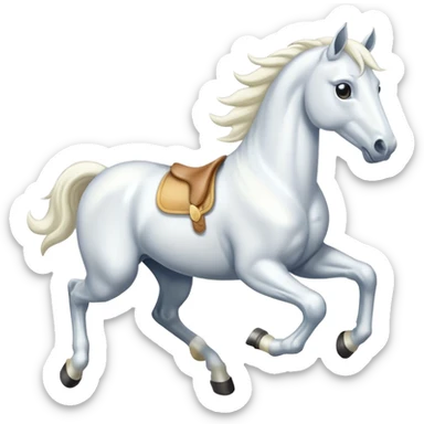 Creat a white horse running sticker