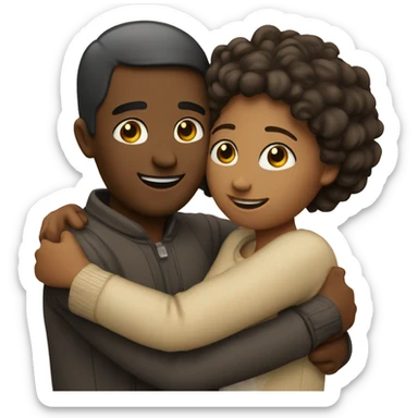 couple hug with warm smiles sticker