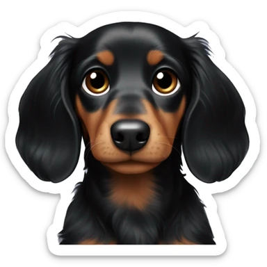 Long-haired black dachshund puppy  sticker