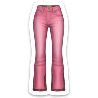 Realistic long Wide leg high waisted pink printed jeans, isolated sticker