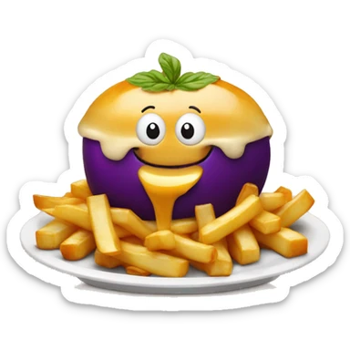Poutine qui mange une aubergine sticker