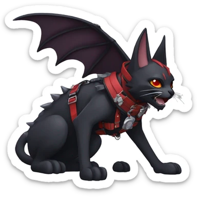 cool edgy black punk red ethereal fantasy nargacuga-bat-cat-Fakemon collar harness full body sticker