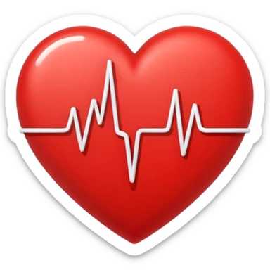 Minimal line-art icon of a heart with a pulse line inside, clean modern style, simple outlines, no background, transparent, represents “medical challenges / health difficulties sticker