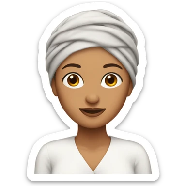 Woman wearing turban with some brunette hair falling to her shoulders  sticker