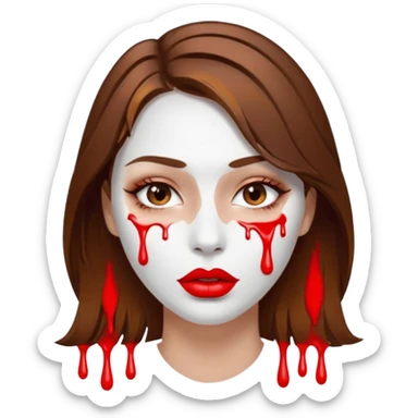 Brown Hair, Woman, white paint drip, face, hot, Sexy, lips sticker