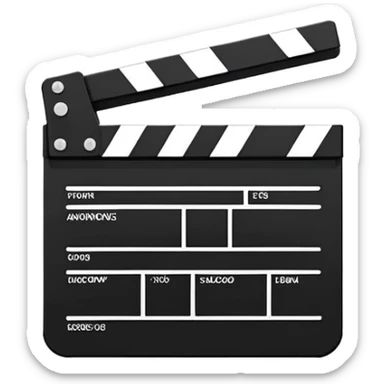 super minimalist clapperboard, clean lines, basic geometric shapes only, monochromatic design sticker