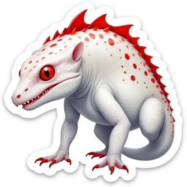 a translucent white with black belly and red eyes exotic albino edgy vernid-fionbri-creature with splash patterns full body sticker