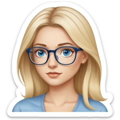 Hyper Realistic glamourous model, pale woman, long blonde balayage hair, blue eyes and glasses, shoulder tattoo  sticker