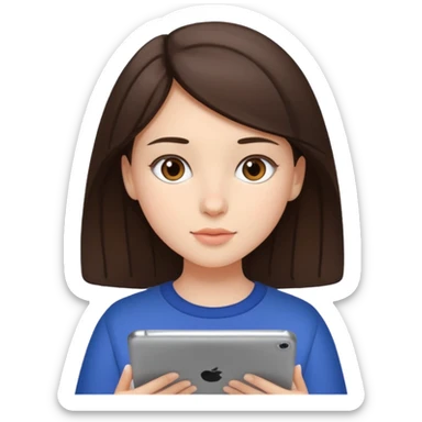 brunette girl ipad studying sticker