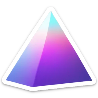 Design a sleek, minimalist 3D logo inspired by a prism. The logo should resemble a three-dimensional pyramid with clean, sharp edges. sticker