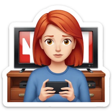 Mom with red hair watching netflix on tv sticker
