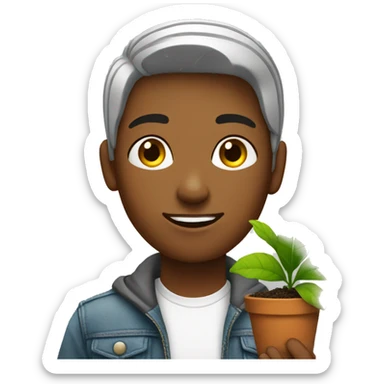 a teenager with plant sticker