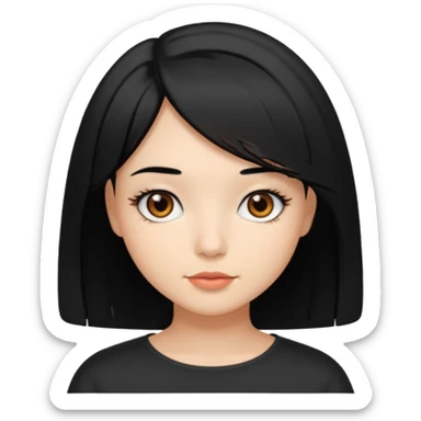 chica con pelo  negro y media melena y ojos castaños sticker