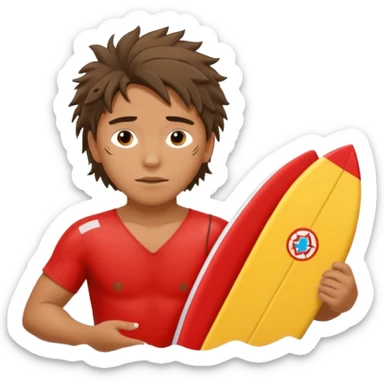 Lifeguard Native American Teenager with messy hair rescuing someone sticker