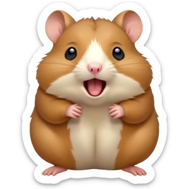 Cinematic Cute Yawning Brown Hamster Portrait Emoji, Head tilted slightly with a dramatic, wide-open yawn, showcasing a smooth, rich brown coat with tiny droopy ears, round dark eyes barely open in drowsy contentment, Simplified yet irresistibly adorable features, highly detailed, glowing with a soft, cozy glow, high shine, relaxed yet expressive, stylized with a touch of whimsy, bright and endearing, soft glowing outline, capturing the essence of a sleepy yet affectionate hamster, so drowsy it feels like it could stretch out of the screen and curl up for a nap! sticker