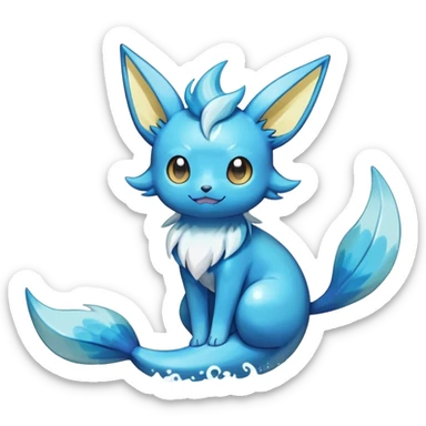 Shiny-Eeveelution-Cute-Fakemon-Water-Pokémon-fusion full body, fin tail sticker