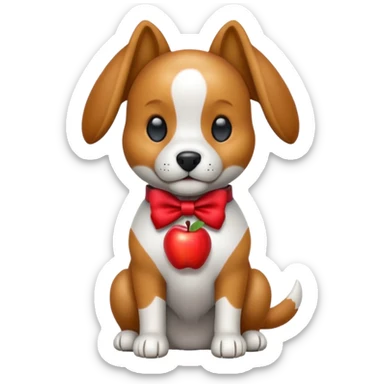 animatronic dog with red bow time like fnaf but dog emoji apple sticker