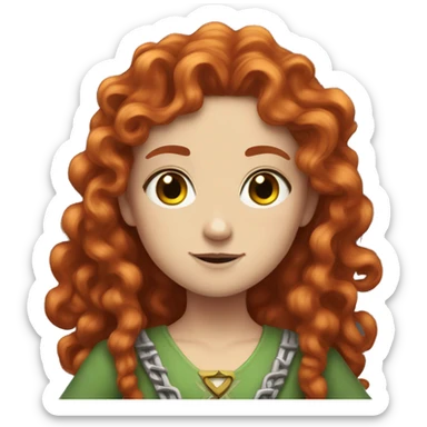 a white girl with long red curly hair and freckles, cosplaying Zelda sticker
