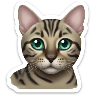 Seal Bengal CAT with Blue eyes with a charcoal Sepia bengal cat with Green eyes sitting  sticker