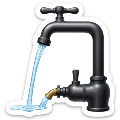 
water pouring from an old tap, 1980 sticker