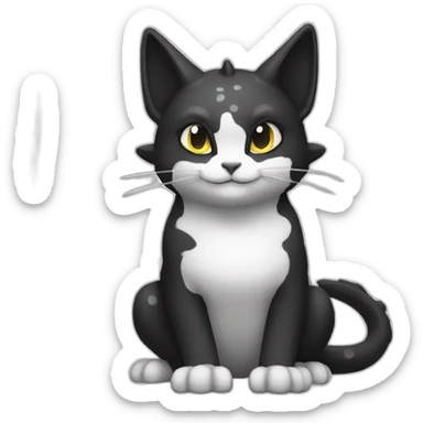 Sitting-Black-and-White-cat-dragon-type-pokemon sticker