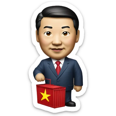 Xi Jinping holds a trade container in his hands sticker