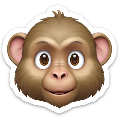 Cinematic Realistic Cute Baboon Portrait Emoji, Head tilted playfully and inquisitively, featuring a compact, sturdy build with a distinctly textured, expressive face characterized by bright, curious eyes and a subtly softened snout, rendered with realistic earthy detail and natural highlights, high shine, affectionate and spirited, styled with a touch of jungle whimsy, soft glowing outline, capturing the essence of a mischievous yet endearing baboon that appears ready to leap playfully out of the screen! sticker