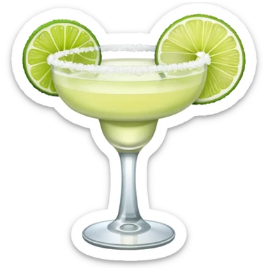 Margarita – glass with salted rim, lime wedge sticker