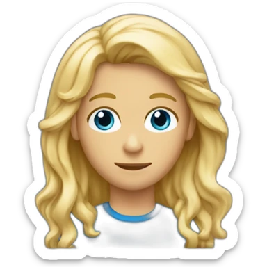 Un garçon au cheveux long, ondulé et blond avec des yeux bleus sticker