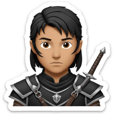 Humano guerrero dnd estilo blanco y negro dibujo sticker