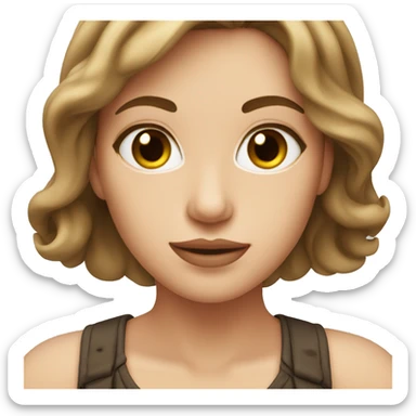 White woman with brown mid length hair and brown siren eyes  sticker