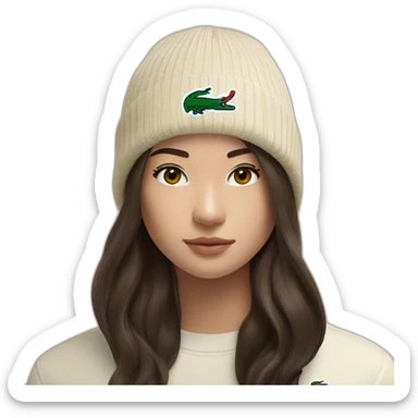 Brunette lacoste beanie with lacoste sticker