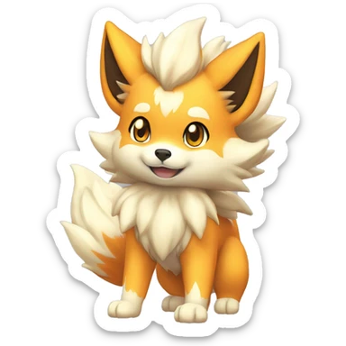 Colorful Shiny Kawaii Cute Arcanine—Vulpix-Ninetails-Shiba-Inu-Fakémon-Pokémon full body sticker
