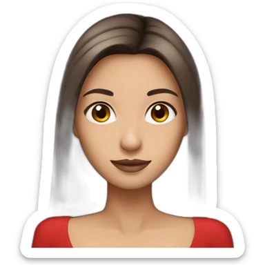 brunette with long straight hair with brown eyes in an evening red dress sticker