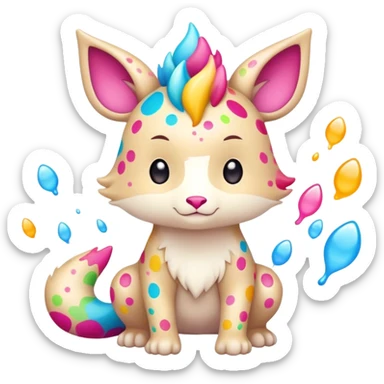 an edgy cute kawaii vernid-fionbri with colorful splash patterns full body sticker