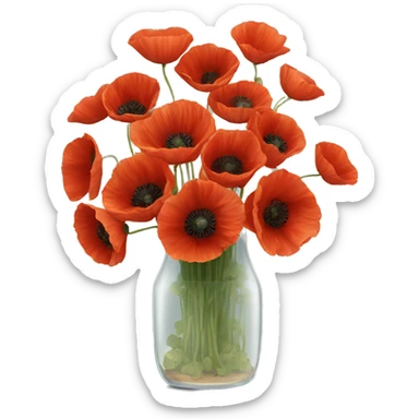10000000 Poppies in a clear glass vase sticker