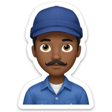 generate a pretty bratz boy wearing a dark blue cap and  button up shirt. Handsome

Mustache- black

hair black long sticker