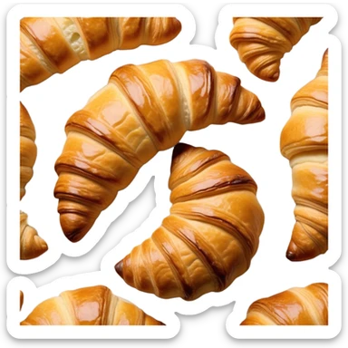 Cinematic Realistic Rustic French Croissant Pastry Emoji, depicted as a flaky, buttery crescent with delicate, layered textures and a slight, intentional char along the edges that imparts a rustic, artisanal charm. The golden, crispy exterior shows a hint of burnt nuance, rendered with warm, inviting lighting and exquisite detail to capture its time-honored, imperfect perfection. sticker